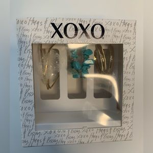 XOXO 3 piece boxed earring set. New